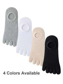 1/4 双女士棉质透气低帮分趾袜，纯色隐形分趾袜，适合运动或日常使用 - 彩色 - 查看 3