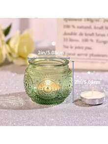 Vintage Glass Candle Holders]Vintage Glass Scented Candle Holders - Bulk Green Color Candle Holders For Party Decorations, Tea Lights And Wedding Shower Favors, Birthday Gifts, Graduation Gifts - View 6