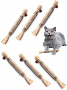 3PCS Silvervine Chew Sticks For Cats, Catnip Chew Sticks Cat Toys For Indoor Cat Kitten Teeth Grinding Interactive Feather Toys For Aggressive Chewers Dental Care/7pcs /Set