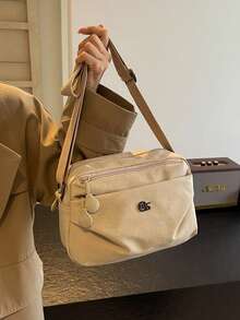 Crossbody Handbags For Women With Anti Theft Casual Multi Pocket Shoulder Bag Nylon Travel Purse ﻿ - Khaki - View 5