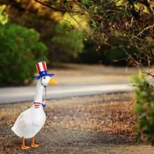Shyyween 4th Of July Goose Outfit Set 23"/ 17'' Plastic Lawn Porch Patriotic Goose Clothes Outfit For Outdoor Patio Yard Lawn Art Decoration(Bowknot)