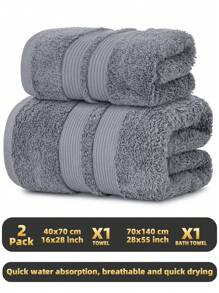 2pcs/Set [1 Face Towel + 1 Bath Towel] Solid Color Face Towel And Bath Towel Bathroom Combo Set, Plush Texture, Quick-Drying, Suitable For Bathing, Face Washing, Sports, Gym, Bathroom, Hotel, Travel And Other Scenarios Back To School