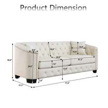 YOGLAD Modern Chesterfield Velvet Sofa, 2-Seater Sofa And 3-Seater Sofa, Upholstered Tufted Backrests With Nailhead Arms And 2 Cushions For Living Room, Bedroom, Apartment, Office - Màu be - Xem 7