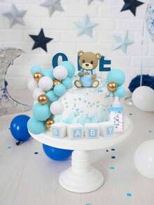1 bộ hoặc 1 cái Đồ trang trí bánh hình gấu dễ thương, Đồ trang trí bánh hình gấu dây đeo màu xanh hồng, Đồ trang trí bánh hình quả bóng xốp màu xanh hồng trắng vàng, Hộp đựng kẹo hình chai sữa bằng nhựa, Đồ trang trí bánh hình thang màu hồng xanh, Thích hợp để trang trí bánh rửa tội, Trang trí bánh tiệc mừng em bé, Trang trí bánh tiệc tiết lộ giới tính, Trang trí bánh sinh nhật (Gấu và chữ cái có thể tái sử dụng) - Nhiều màu - Xem 3
