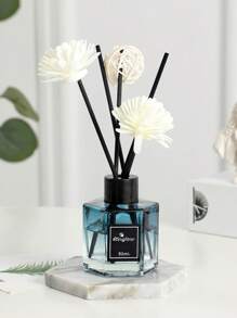 1/2 Set,50ml (1.7 Fl.Oz) Flameless Reed Diffuser Set - Ombre Blue Hexagonal Bottle With Essential Oil & Rattan Reeds | Car Air Freshener & Indoor Scented Decor For Bathroom, Bedroom, Hotel | Long-Lasting Aromatherapy Fragrance