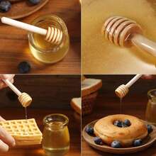 Cuchara de miel de madera, mini palito aplicador de miel, adecuado para tarros de miel, aplicadores de pegamento, para gotear miel, regalos de boda y fiesta - Multicolor - Ver 4