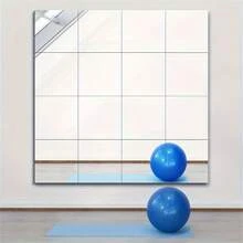 4/8pcs, 15/20/25/30cm Acrylic 3D Square Mirror Wall Sticker Decor, 1mm Thick, Suitable For Bedroom, Living Room, Office, Kitchen, Bathroom, Garage Entrance, Dance Studio, Gym, Yoga, Shatterproof, Removable Self-Adhesive Acrylic Mirror, Wall-Mounted Vanity Mirror, Full-Length Mirror, Polished Surface, No Frame Required Stickers Personalised Stickers