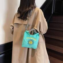 日式刺绣托特包，尼龙面料手提包，手机和零钱包，休闲百搭女士斜挎包 - 彩色 - 查看 7