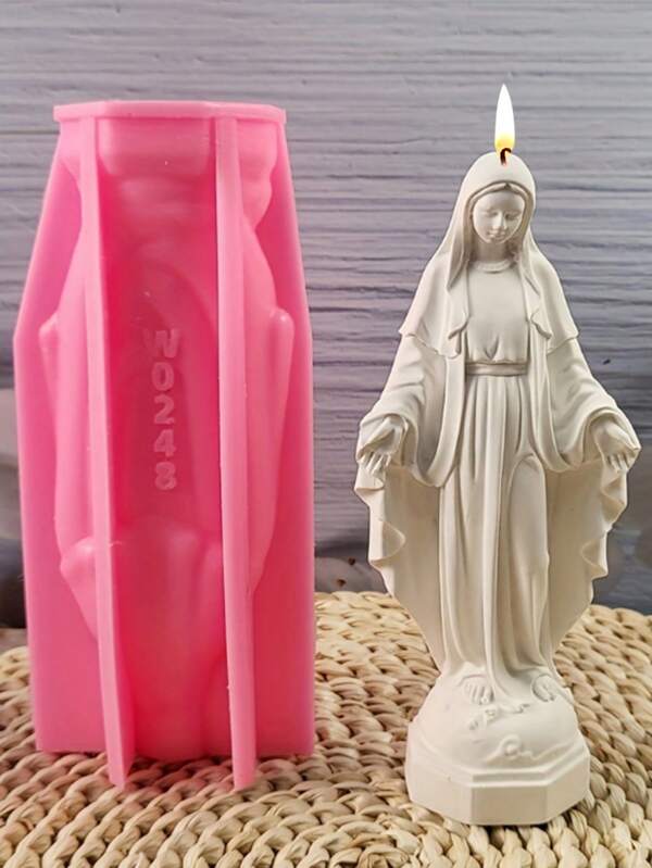 3D Virgin Mary Resin Casting Silicone Mold, DIY Candle Holder Gypsum Decorative Silicone Mold, Asymmetrical Shape Home Decoration Epoxy Resin Mold W0248