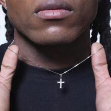 1pc Minimalist Rhinestone Cross Pendant Necklace, Casual Everyday Wear For Men, Hiphop/Punk Style