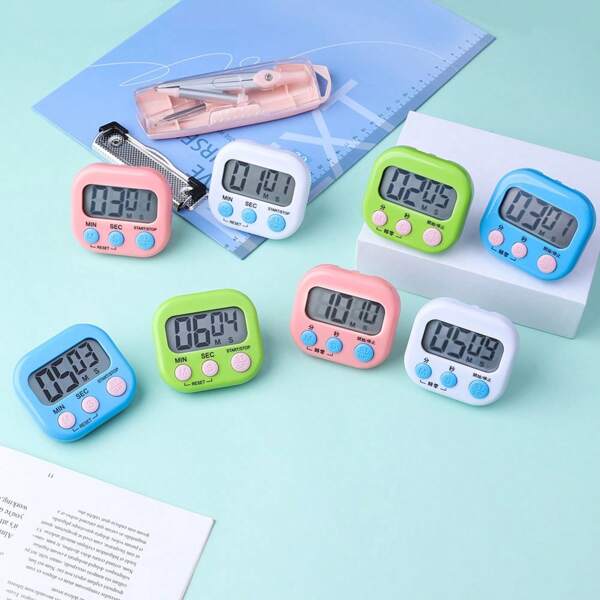Colorful Portable Digital Stopwatch & Kitchen Timer With Loud Alarm - Easy-Read Display, Durable PE Materials , Battery Operated (Not Included) For Gaming, Fitness, Cooking & Time Management - Stylish Christmas Gift & Kitchen Accessory