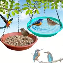 Outdoor Bird Bath, New Hanging Bird Feeder & Birdbath For Balcony, Garden, Yard, Dual Use Design, 2-In-1 Bird Feeding & Bathing, Decor For Garden & Villa, Hang On Tree Or Stand, Birdwatching, Multi-Color Available