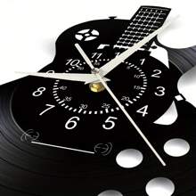 Vintage Rock Guitar Vinyl Record Wall Clock, Retro Music Black Clock, Bedroom Home Decor, Ideal Gift For Guitar Masters And Players
