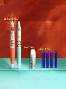 2 Pcs Of Heat-Sensitive Erasable Fountain Pens, Special For Students, Replaceable Ink Sacs, Cute Calligraphy Nib Writing Pen, Crystal Blue Black Stationery Teacher's Day Gifts Back To School