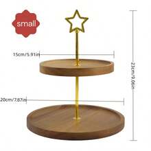 1pc Wooden Cake Stand Tray,Multi-Tier Cupcake Tower Cake Tray, Party Cake Cookie Snack Dessert Tray, DIY Cake Decorating Supplies - Brown - View 13