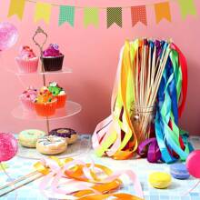 30PCS Multicolor Double Layer Ribbon Fairy Wand With Bell, Plastic Party Streamers For Birthday And Universal Celebrations - No Feathers, Electricity-Free Use