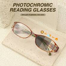 3pcs Set New Photochromic Reading Glasses, Fashion Smart Color Changing Lenses, Floral Print Ultralight Frame, Hollow Design Reading Glasses, Lightweight Women Photochromic Readers For Outdoor Use - Black+Purple+Brown - View 7