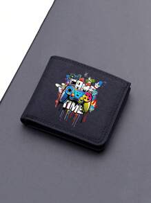 1 محفظة مطبوع عليها تصميم كرتوني ملون لجهاز تحكم بالألعاب على قماش مصمم فريد، متعدد فتحات البطاقات، محفظة مزدوجة مع حامل بطاقات الائتمان، خفيفة الوزن ومحمولة، متعددة فتحات البطاقات، هدية مثالية للمراهقين