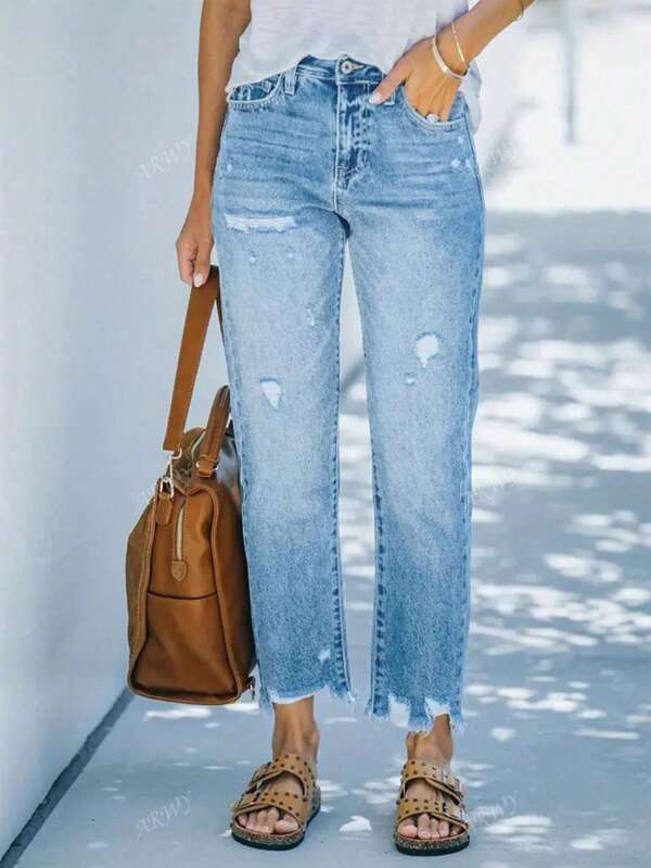 Damen einfache, modische Jeans, geeignet für den Sommer