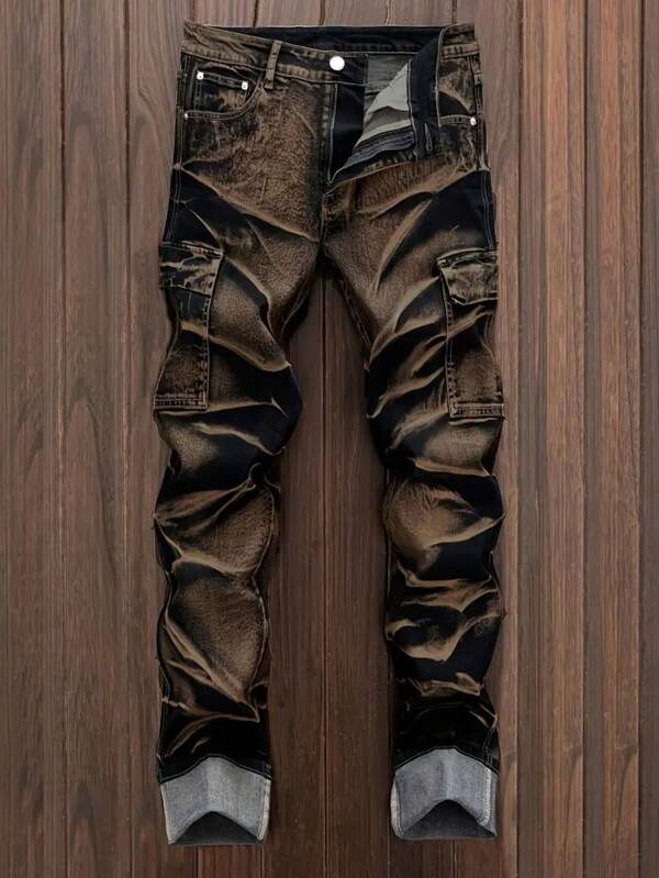 Men's Fashionable Colorblock Slim Fit Denim Jeans