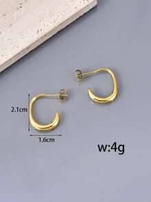 1 对时尚简约手工耳环，不锈钢耳环，金色耳环，适合女士