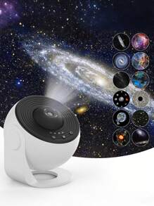 1pc Decorative Galaxy & Space Projector - USB Powered Matte Finish Plastic Starry Night Sky Projector With 13 Replaceable Discs, Timer Function, Automatic Rotating Patterns, Adjustable Speed Settings For Bedroom, Gift-Compatible, Push Button Control
