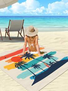 1pc New Outdoor Waterproof Anti-Sand Digital Printed Picnic Mat/Beach Towel, Fashionable And Fresh Pattern, Suitable For Camping And Picnics