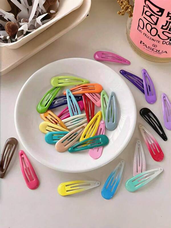 10/50 pièces Barrettes épaisses multicolores de 5 cm pour femmes, barrettes en laque goutte d'eau, épingles à cheveux décontractées pour vacances et pinces à cheveux