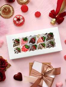 10pcs/20pcs Elegant Chocolate Truffle Boxes, 12 Inch Large Baking Boxes With Clear Window, Macaron Pastry Packaging Boxes, White Paper Gift Boxes, Suitable For Holding Desserts, Chocolate Strawberries, Pies, Donuts, Pastries, Cake Pops, Wedding Favors, Birthday Gifts, Size: 12*5.5*2 Inches - White - View 6