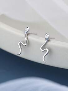 1 Paar S925 Silber Mode Schlangen Design Ohrstecker für Frauen, inklusive Geschenkbox