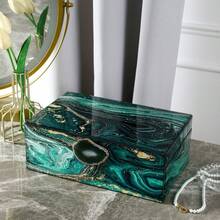 2pcs Set Luxury Natural Stone Glass Jewelry Storage Box - Green Two Piece Set - View 1