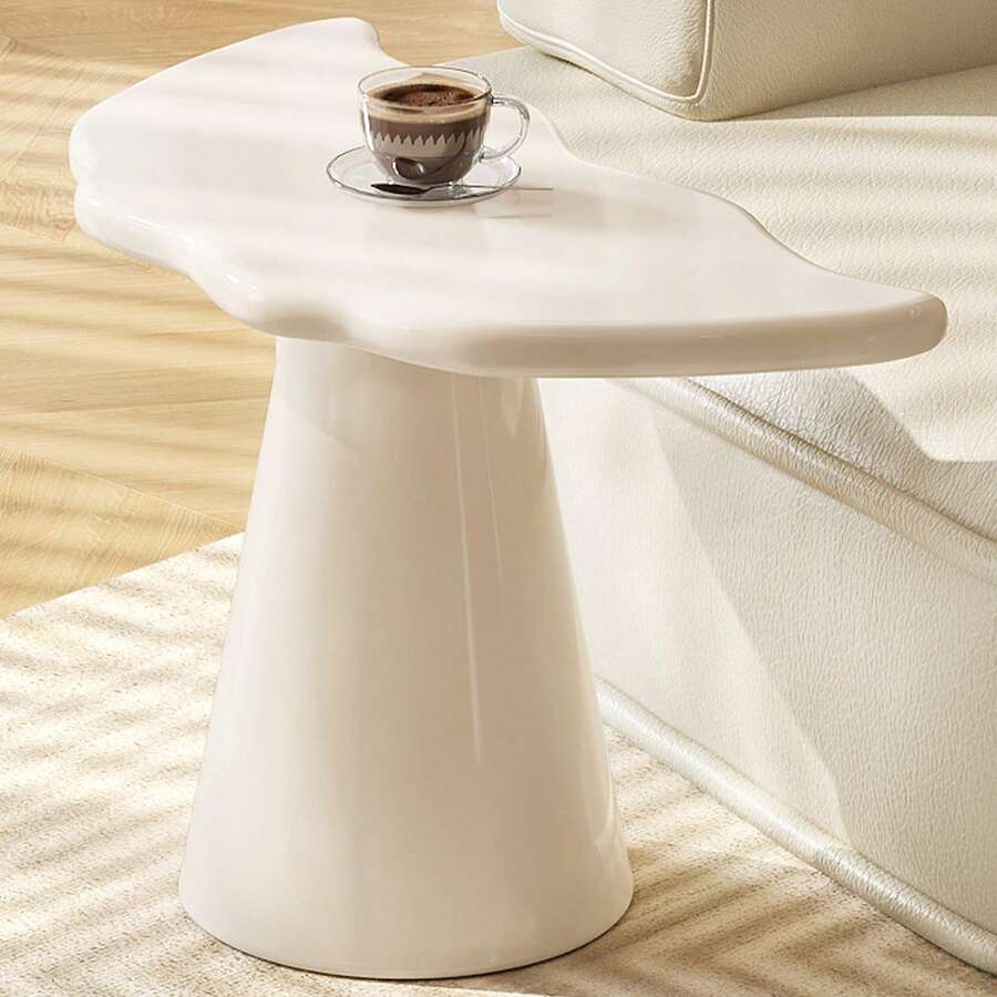 Guyii Side Table Small, Side Table Modern, Side Table Wood, Side Table Round, Side Table Affordable, Small Cloud Side Table, Modern Minimalist Cocktail Table, Irregular Nesting Table For Small Living Rooms, White. - trắng - Xem 1