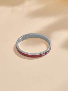 1pc 18K Solid Gold Personalized Custom Wedding Ring, Can Engrave Names, Women's Colorful Enamel Ring, Delicate & Refined, Stackable, Handmade Jewelry Gift, Available In Black, Silver, Gold - Multicolor - View 13