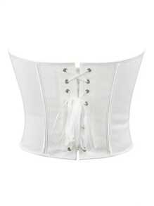 Neue matte schwarze Knopfleiste Fischgräte Schnürung Taille formende enge Bustier Body-Shaper, Party Kurz Top