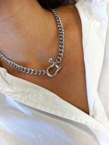 1 buc bijuterii impermeabile 18K placate cu aur din oțel inoxidabil cutie lanț Choker dublă culoare cataramă groasă pandantiv colier pentru femei bijuterii