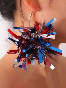 2 pièces Boucles d'oreilles à feux d'artifice larges et brillantes, boucles d'oreilles de fête exagérées de style de rue rouges/blanches/bleues, boucles d'oreilles pour femmes avec ambiance de festival