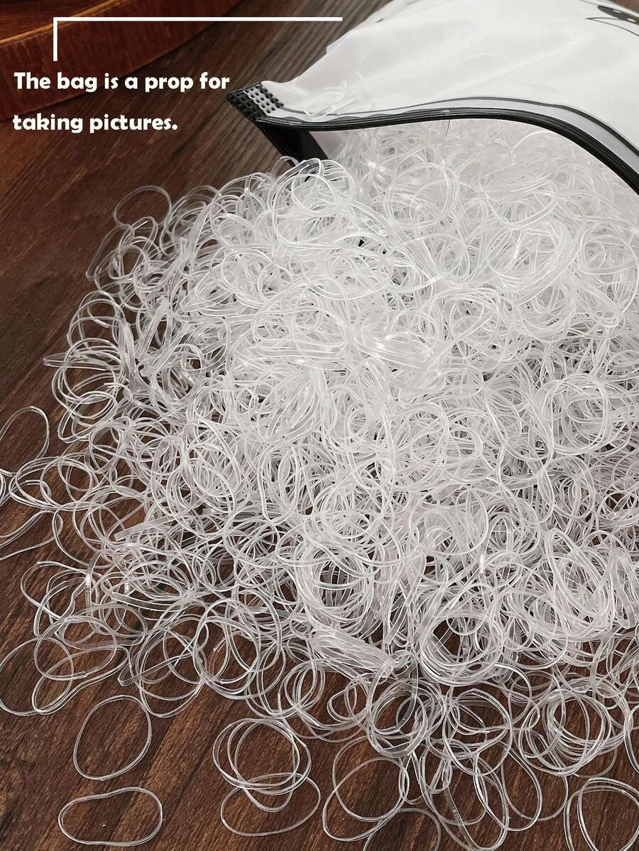 3000pcs/100pcs Disposable Women's Fashion Minimalist Street Casual High Elasticity 1cm/0.4in Transparent Hair Ties Suitable For, Hair Accessories - Clear - View 1