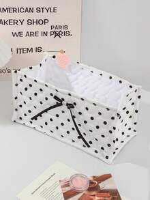 1 个可爱黑色波尔卡圆点立体蝴蝶结收纳篮，桌面杂物收纳篮，防水化妆刷护肤篮，桌面装饰，化妆品收纳盒，便携式野餐篮，情人节礼物 - 彩色 - 查看 13