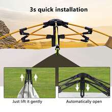 Agilithor 2-3 Person Camping Portable Tent, Thickened Folding Portable Tent, Lightweight Backpacking Tent, Outdoor Waterproof Sunscreen Tent, 200*150*125cm (Large) Fully Automatic Tent, Four-Season Simple Tent Suitable For Family, Outdoor, Travel And Mountaineering 2*1.5 - Beige - View 3