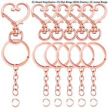45pcs/75pcs Heart-Shaped Swivel Spring Clips, Zinc Alloy Keychain Parts Kit, Flat Split Ring With Chain, Suitable For Jewelry Making, DIY Craft, Keychain Lanyard - One Size - View 16