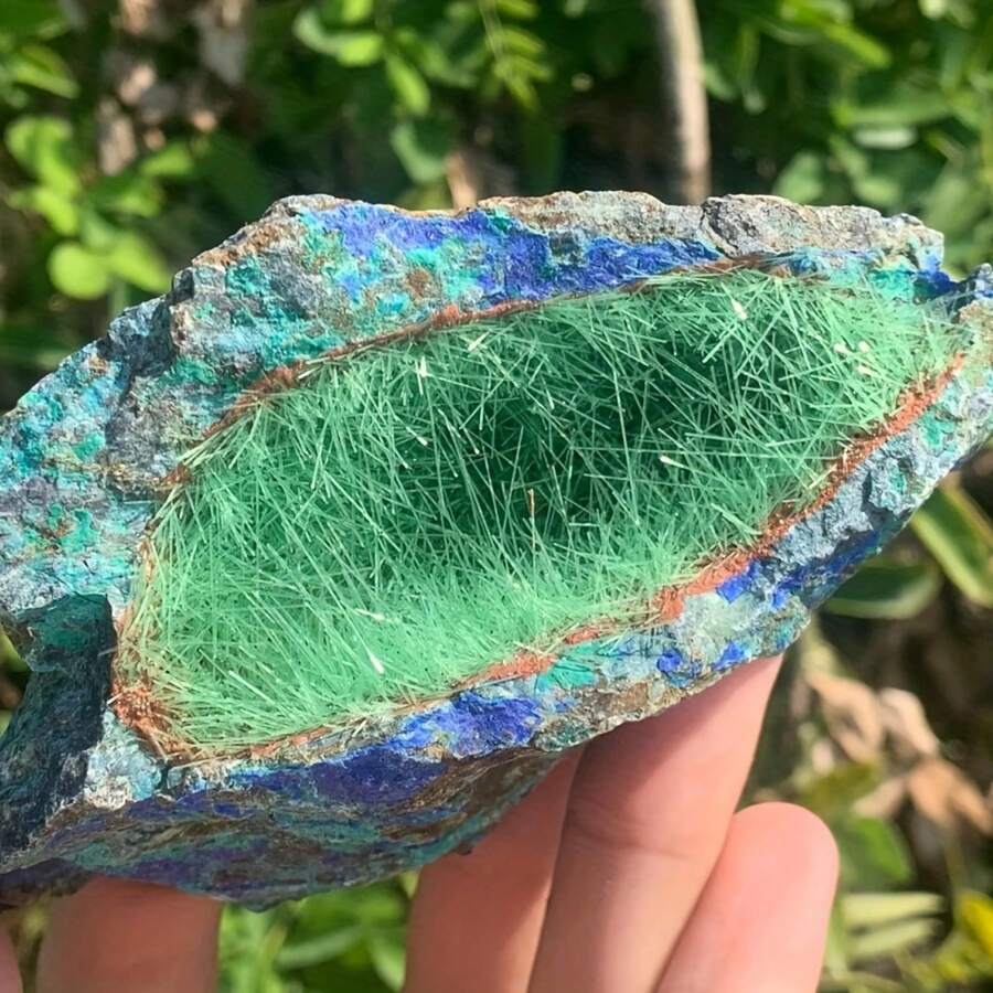 1pc Asymmetrical Azurite, Suitable For Home Decoration And Unique Holiday Gifts - Bohemian Style, Bright Green And Blue Tones, Perfect For Halloween, Christmas Or Thanksgiving, Crystal Home Decoration - 1 Pc Random - View 1