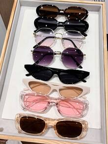 6/8 Pairs Women's Geometric Frame Retro Y2K Fashion Eyeglasses, Suitable For Daily Life, Beach Parties, Street Photography, Ideal Accessory For Summer Beach Vacation, Outdoor Activities And Travel - Nhiều màu - Xem 16