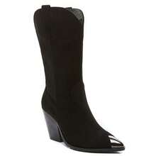 High-Top Western Boots, Chunky Heel Design, Pointed Toe Decor - BLACK9352 - View 5