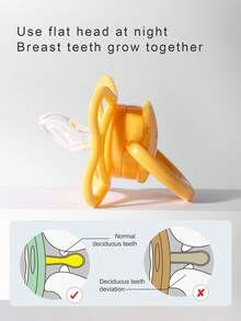 2pcs Baby Animal Pattern Silicone Pacifier, Round & Flat Head, Suitable For 0-1 Year Old Babies, Daytime & Nighttime Use - Multicolor - View 10