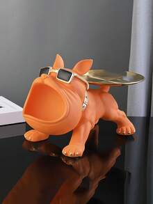 1pc Bulldog Figurine Storage Decor, Large Mouth Dog Statue Artistic Crafts, Home Living Room Office Bookshelf Decor, Tabletop Display Foyer Decoration, Handmade Home Decor Style Doll, Suitable As Small Gift, Home Essentials