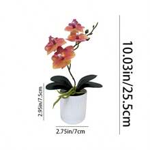 1pc Real Touch Artificial Butterfly Orchid With Vase - Ideal For Home Office Decor, Party Wedding Decoration And Room/Home Decor - Potted Plant