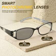 3pcs Set New Photochromic Reading Glasses, Fashion Smart Color Changing Lenses, Floral Print Ultralight Frame, Hollow Design Reading Glasses, Lightweight Women Photochromic Readers For Outdoor Use - Black+Purple+Brown - View 5