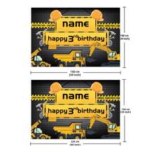 Customizable Personalized Black Yellow Construction Themed Party Birthday Backdrop Banner With Excavator Crane Dump Truck Birthday Party Theme Customizable Age And Name Happy Birthday For Birthdays Perfect For Photo Booths & Celebrations