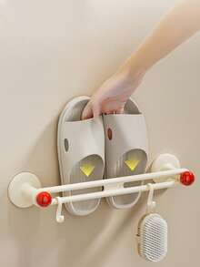 1 Pc Slippers Rack, Bathroom Non Perforated Wall Mounted Storage Hook, Multi-Functional Storage Rack For Draining Water Behind The Bathroom Door