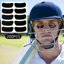 Paquete de 200/100/50 piezas Pegatinas negras para los ojos tipo parche para béisbol, cinta negra transpirable para los ojos para deportes, pegatinas negras para los ojos de fútbol